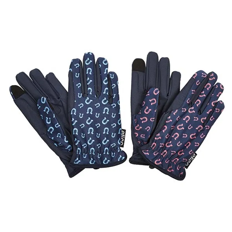 Elico Elvaston Riding Gloves Kids in Navy/Pink